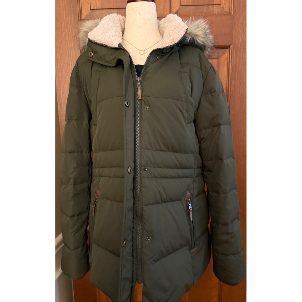 Ralph Lauren Down Parka Womens L Olive Green Hooded Full-Zip Winter Coat Jacket - Picture 3 of 16